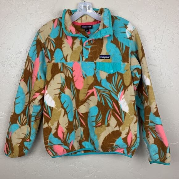 Patagonia Jackets & Blazers - Patagonia Synchilla Fleece Womens Small Blue Tan Feather Dance Snap Close